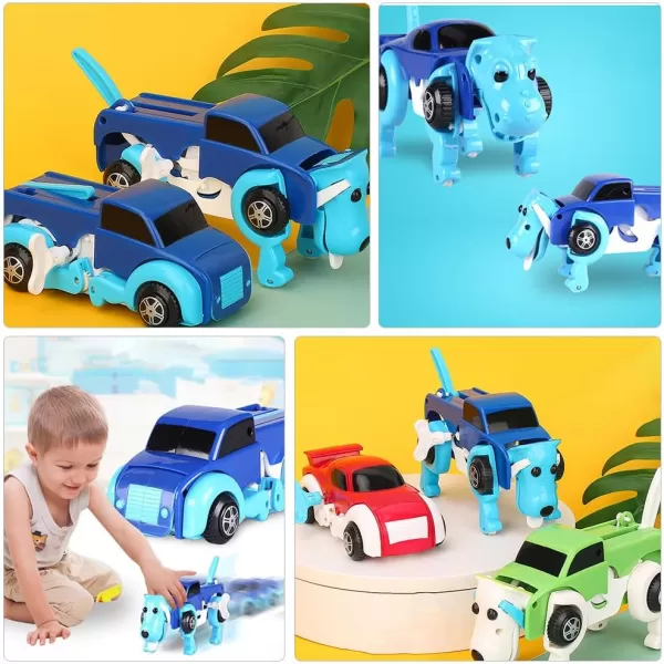 image2 in 1 Dog Transformation Animal Robot Toys Car Transform Vehicles Playsets Clockwork Toy for Kids Toddlers Teens Boys Girls