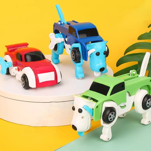 image2 in 1 Dog Transformation Animal Robot Toys Car Transform Vehicles Playsets Clockwork Toy for Kids Toddlers Teens Boys Girls