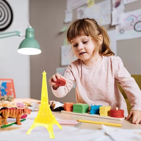image3D Transparent Eiffel Tower Puzzle Crystal Jigsaw Puzzle Eiffel Jigsaw Pieces Building Blocks Brain Teaser Educational Early Learning Jigsaw GreyYellow