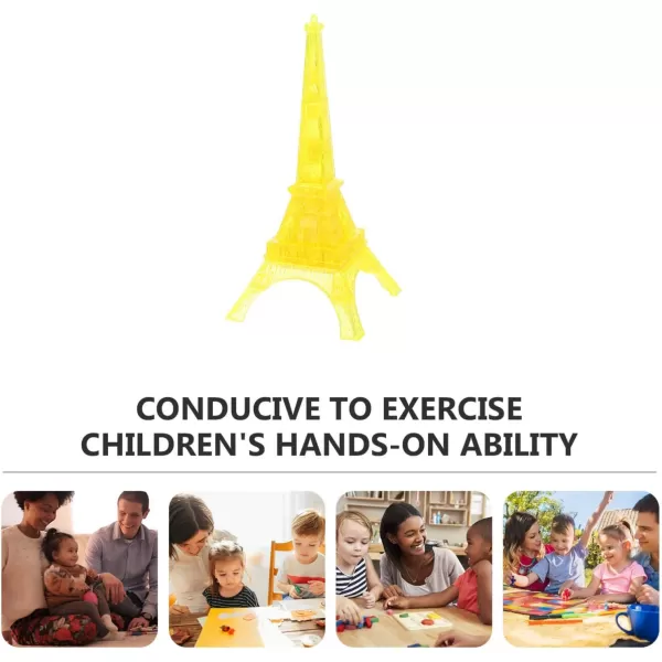 image3D Transparent Eiffel Tower Puzzle Crystal Jigsaw Puzzle Eiffel Jigsaw Pieces Building Blocks Brain Teaser Educational Early Learning Jigsaw GreyYellow