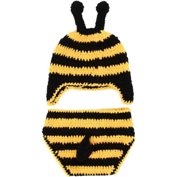 imageToyvian 1Set Newborn Bee Photography Photo Prop Baby Animal Photo Costume Handmade Crochet Knitted Outfit Clothes for Infant Boy Girl