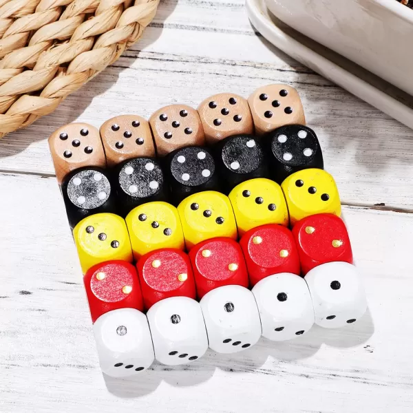 imageToyvian 25pcs Dice Set Colored Wooden Dice 16mm Board Games Dice 6 Sided Dice Set Bulk Rounded Corners Dice for Dices Game Classroom Teaching Board Games