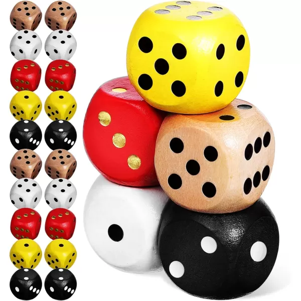 imageToyvian 25pcs Dice Set Colored Wooden Dice 16mm Board Games Dice 6 Sided Dice Set Bulk Rounded Corners Dice for Dices Game Classroom Teaching Board Games