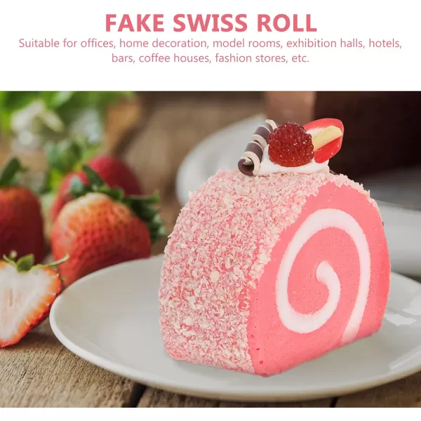 imageToyvian 2pcs Artificial PU Simulation Cake Fake Swiss Roll Dessert Swiss Roll Simulation Food