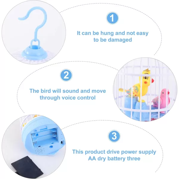 imageToyvian Childrens Toys Chirping Bird in Cage Voice Activated Induction Birds Bird Cage Toy Fluttering Birds Toys Gifts Educational Toy for Kids Children Without Battery Kids Musical ToysPicture 3