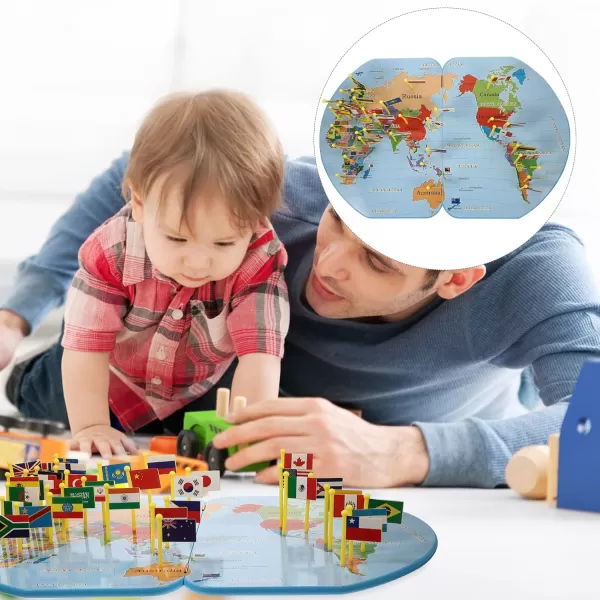 imageToyvian Puzzles Toddler Toy 1 Set of World Map Puzzle Toys Flags of The World Toys Geographic Cognitive Toys Toys Preschool Toys Montessori