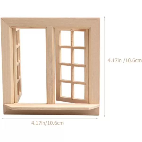 imageWooden Window for Dollhouse Miniature Window Frame Mini Furniture Doll House 112 Dollhouse Wooden Doors Miniature Furniture Doll Craft Window Frame Model Decoration