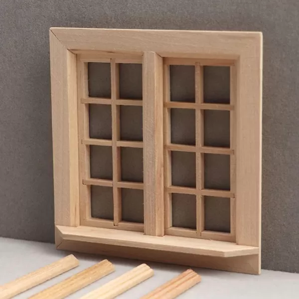 imageWooden Window for Dollhouse Miniature Window Frame Mini Furniture Doll House 112 Dollhouse Wooden Doors Miniature Furniture Doll Craft Window Frame Model Decoration