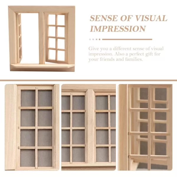 imageWooden Window for Dollhouse Miniature Window Frame Mini Furniture Doll House 112 Dollhouse Wooden Doors Miniature Furniture Doll Craft Window Frame Model Decoration