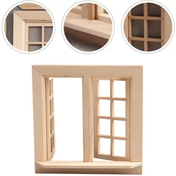 imageWooden Window for Dollhouse Miniature Window Frame Mini Furniture Doll House 112 Dollhouse Wooden Doors Miniature Furniture Doll Craft Window Frame Model Decoration