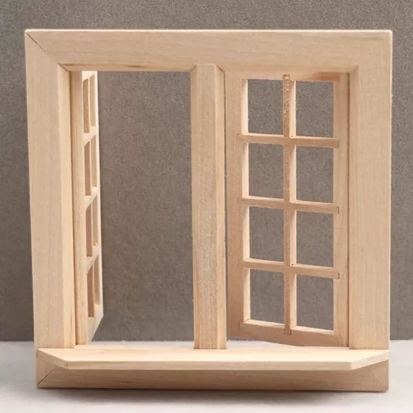 imageWooden Window for Dollhouse Miniature Window Frame Mini Furniture Doll House 112 Dollhouse Wooden Doors Miniature Furniture Doll Craft Window Frame Model Decoration