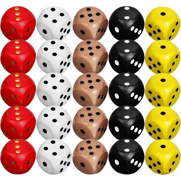 imageToyvian 25pcs Dice Set Colored Wooden Dice 16mm Board Games Dice 6 Sided Dice Set Bulk Rounded Corners Dice for Dices Game Classroom Teaching Board Games