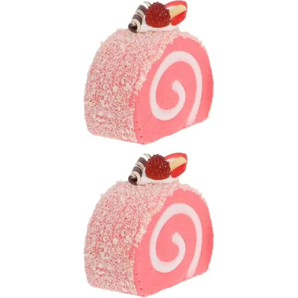 imageToyvian 2pcs Artificial PU Simulation Cake Fake Swiss Roll Dessert Swiss Roll Simulation Food