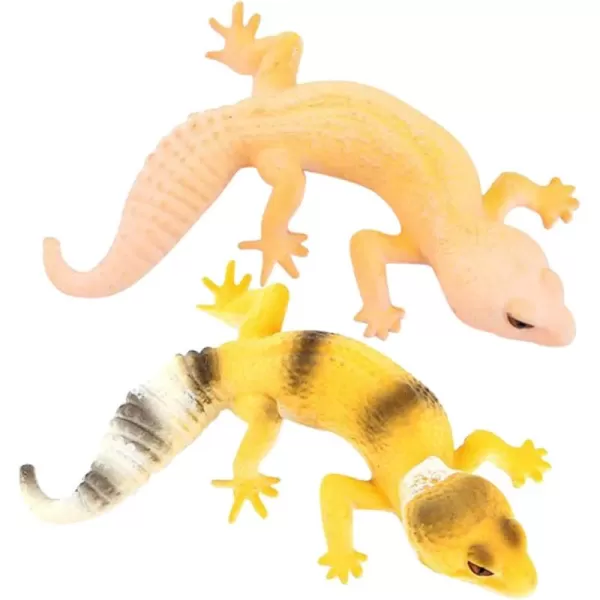 imageToyvian 2pcs Simulation Gecko Miniature Animals Tablescape Decor Toys for Toddler Fake Reptile Rubber Lizard Statues Tricky Gecko Toys PVC Animal Figures Lizard Cognitive Model Toy Lizard Crawl