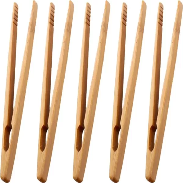 imageToyvian 5pcs Wooden Tweezer Tools Toy Wooden Tongs Cheese Bamboo Tongs for Small Board Bead Cooking Toaster Board Game 18cm7 Inch