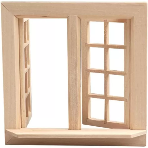 imageWooden Window for Dollhouse Miniature Window Frame Mini Furniture Doll House 112 Dollhouse Wooden Doors Miniature Furniture Doll Craft Window Frame Model Decoration