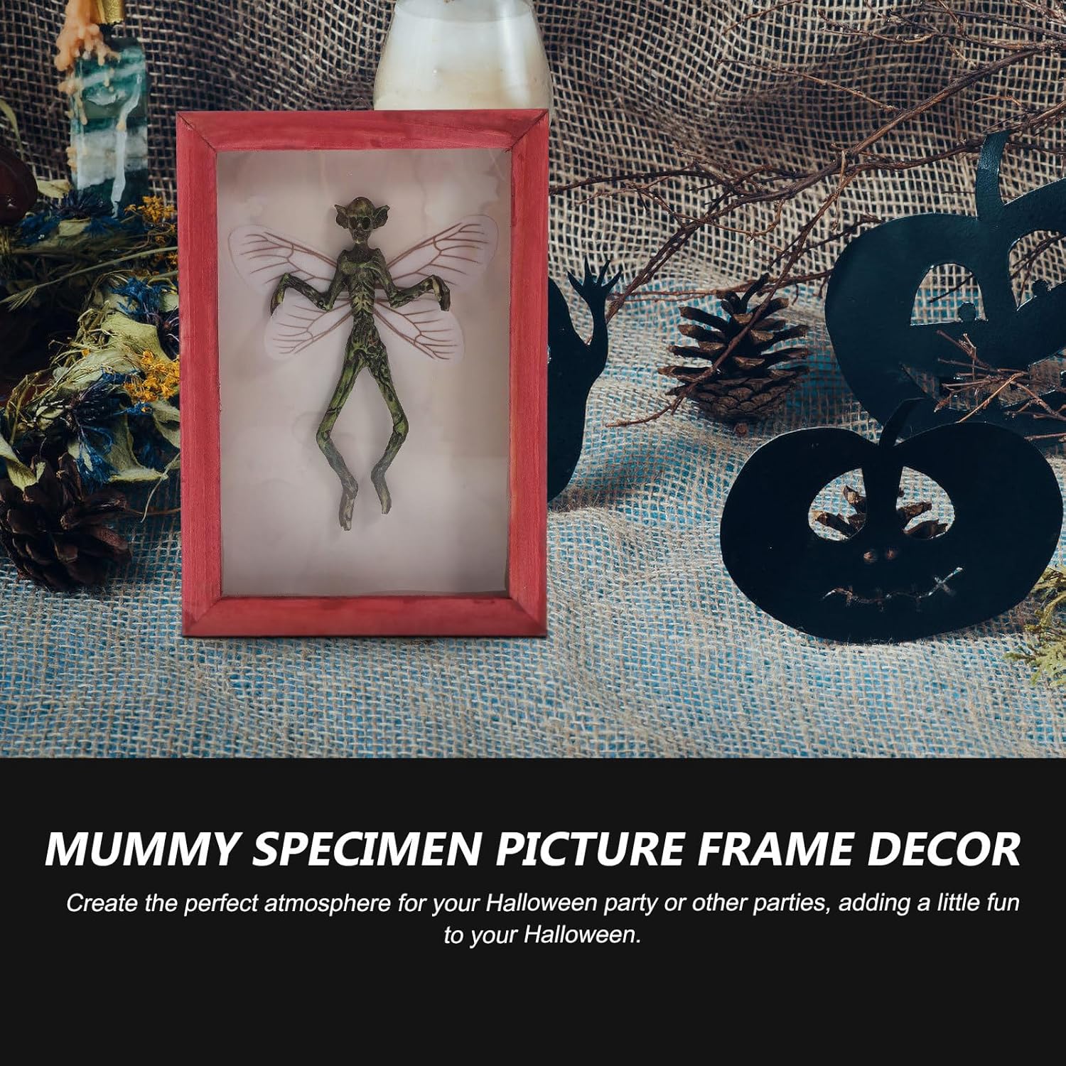 imageDecoration Creepy Skeleton Prop Halloween Horror Portrait Haunted Wall Decoration Creepy Specimen Decor Adorable Specimen Decor Creepy Skeleton Ghost Wood Vampire