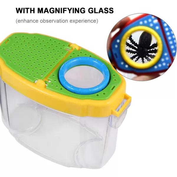 image1 Set Childrens Insect Collector Insect Cage Habitat Outdoor Jars Catcher Viewer with Magnifier Science Magnifier Cages Toy Toddler Portable Collection BoxYellow Green