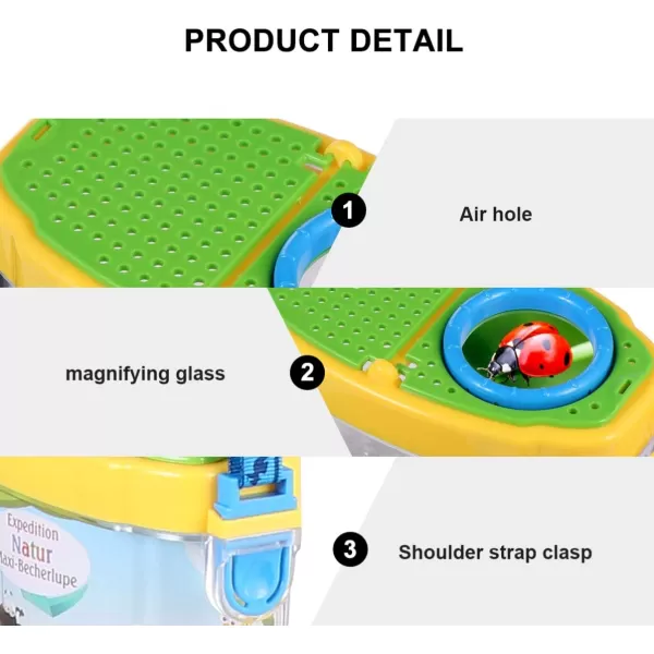 image1 Set Childrens Insect Collector Insect Cage Habitat Outdoor Jars Catcher Viewer with Magnifier Science Magnifier Cages Toy Toddler Portable Collection BoxYellow Green