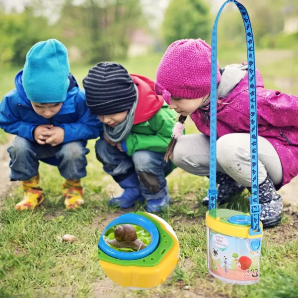 image1 Set Childrens Insect Collector Insect Cage Habitat Outdoor Jars Catcher Viewer with Magnifier Science Magnifier Cages Toy Toddler Portable Collection BoxYellow Green