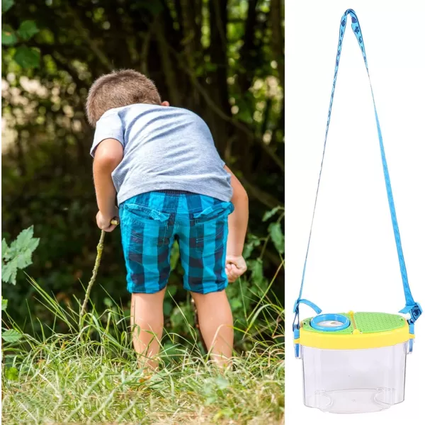 image1 Set Childrens Insect Collector Insect Cage Habitat Outdoor Jars Catcher Viewer with Magnifier Science Magnifier Cages Toy Toddler Portable Collection BoxYellow Green