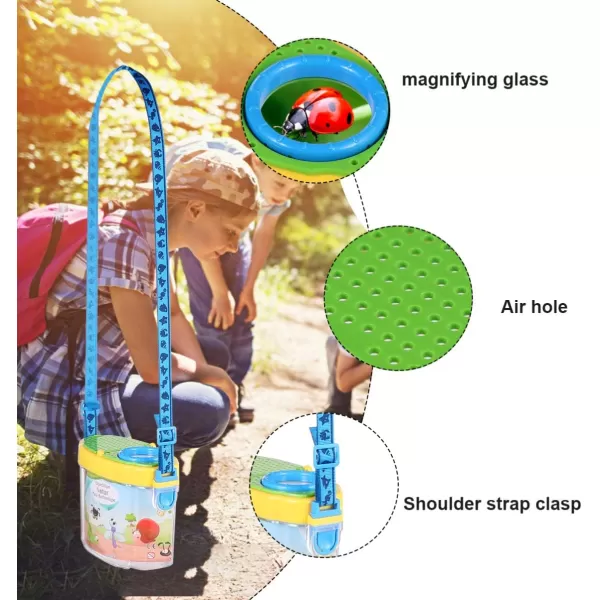 image1 Set Childrens Insect Collector Insect Cage Habitat Outdoor Jars Catcher Viewer with Magnifier Science Magnifier Cages Toy Toddler Portable Collection BoxYellow Green