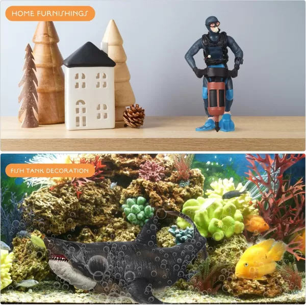 image3 PCS Scuba Diver Toys Sea Marine Animal Figure Toys Shark Figurines Plastic Swimmers Figurines Underwater Adventure Figure Set Realistic Action Figures Diver Decors