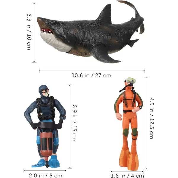 image3 PCS Scuba Diver Toys Sea Marine Animal Figure Toys Shark Figurines Plastic Swimmers Figurines Underwater Adventure Figure Set Realistic Action Figures Diver Decors