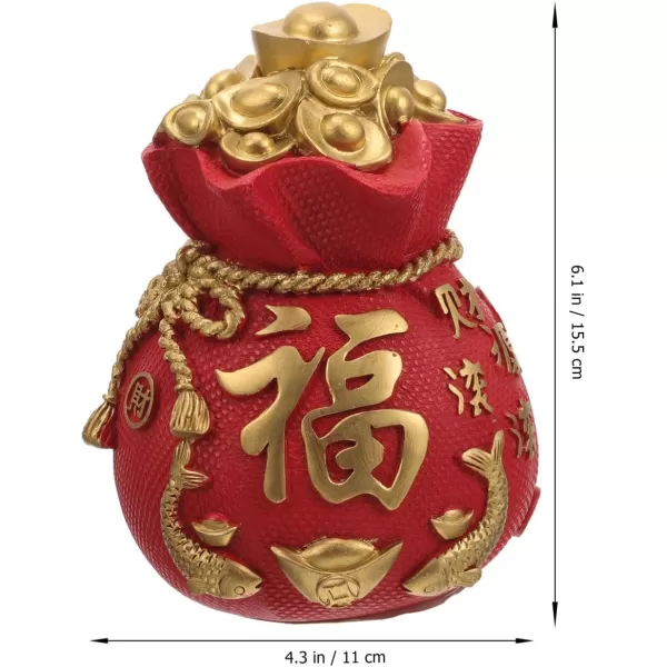 imageChinese Lucky Money Bag Piggy Bank Yuan Bao Money Box Saving Pot Feng Shui Figurine Container Treasure Basin Wealth Prosperity Figurine 2024 New Year RedRed