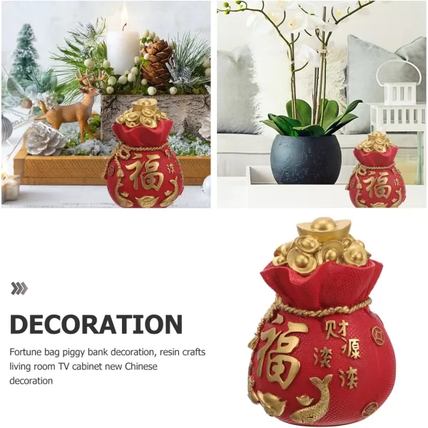 imageChinese Lucky Money Bag Piggy Bank Yuan Bao Money Box Saving Pot Feng Shui Figurine Container Treasure Basin Wealth Prosperity Figurine 2024 New Year RedRed