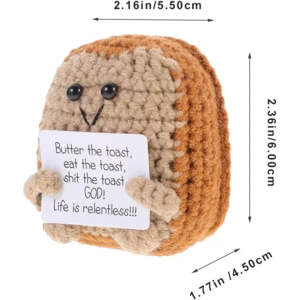 imageEmotional Supports Pickle  Mini Funny Positive Toast Crochet Cute Wool Funny Knitted Positive Toast Doll Cheer up for New Year Party BrownBrown