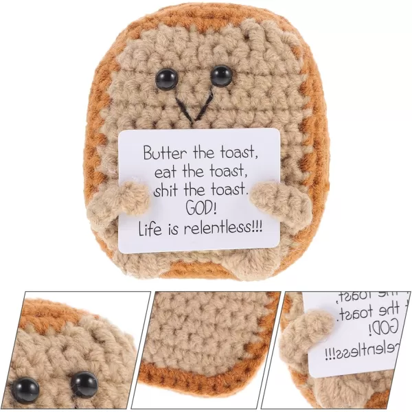 imageEmotional Supports Pickle  Mini Funny Positive Toast Crochet Cute Wool Funny Knitted Positive Toast Doll Cheer up for New Year Party BrownBrown