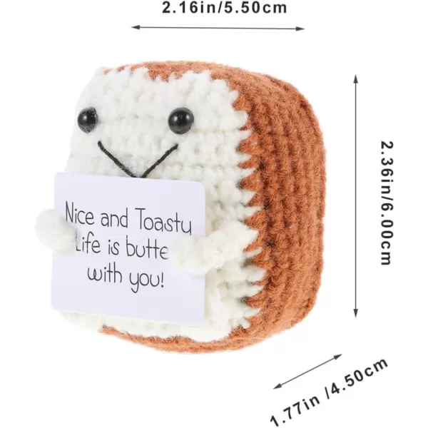 imageEmotional Supports Pickle  Mini Funny Positive Toast Crochet Cute Wool Funny Knitted Positive Toast Doll Cheer up for New Year Party BrownWhite