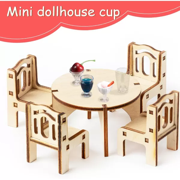 imageToyvian 12 PCS Miniature Cups Dollhouse Miniature Wine Glass Mini Dessert Cups 112 Miniature Ice Cream Cup Sets Dollhouse Miniatures Kitchen Accessories