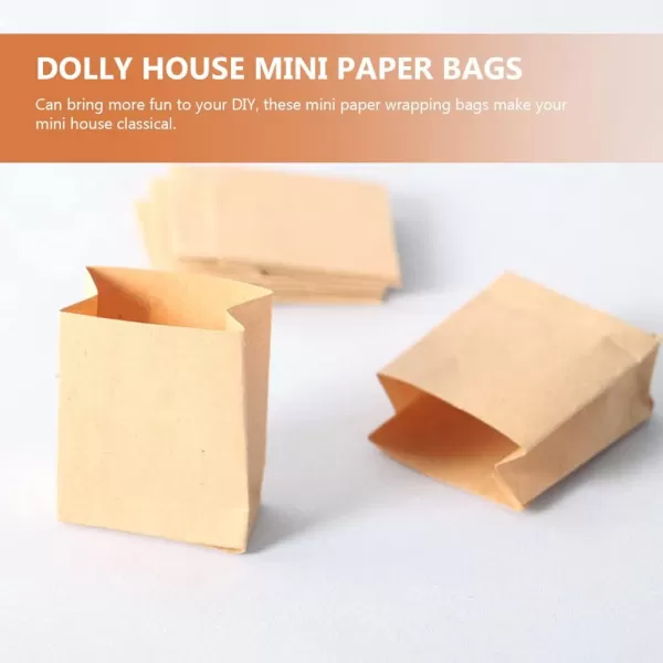 imageToyvian 18 Pcs Dollhouse Paper Bag Miniature Paper Bags Click and Carry Grocery Bag Carrier Mini Kraft Bags Small Paper Bag Brown Paper Bags Ornament Kits Grocery Store Dolly Decorate