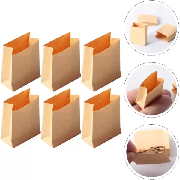 imageToyvian 18 Pcs Dollhouse Paper Bag Miniature Paper Bags Click and Carry Grocery Bag Carrier Mini Kraft Bags Small Paper Bag Brown Paper Bags Ornament Kits Grocery Store Dolly Decorate