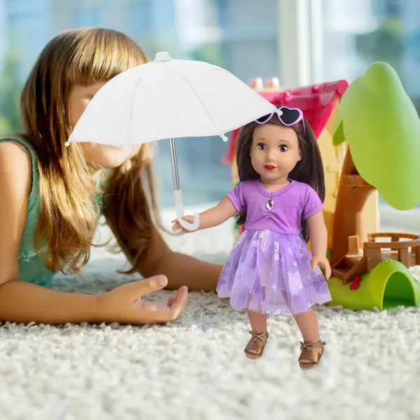 imageToyvian 18Inch Doll Umbrella Adjustable Rainy Umbrella Mini White Umbrella 2PCS Plant Umbrellas Decor Dollhouse Pretend Play Toys