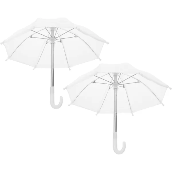 imageToyvian 18Inch Doll Umbrella Adjustable Rainy Umbrella Mini White Umbrella 2PCS Plant Umbrellas Decor Dollhouse Pretend Play Toys