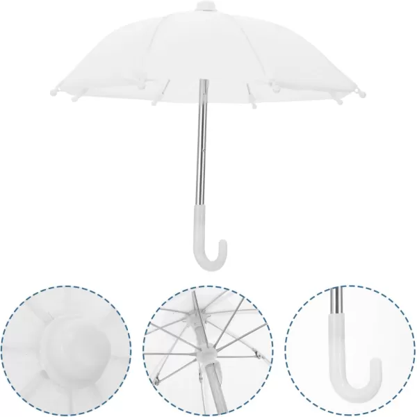 imageToyvian 18Inch Doll Umbrella Adjustable Rainy Umbrella Mini White Umbrella 2PCS Plant Umbrellas Decor Dollhouse Pretend Play Toys