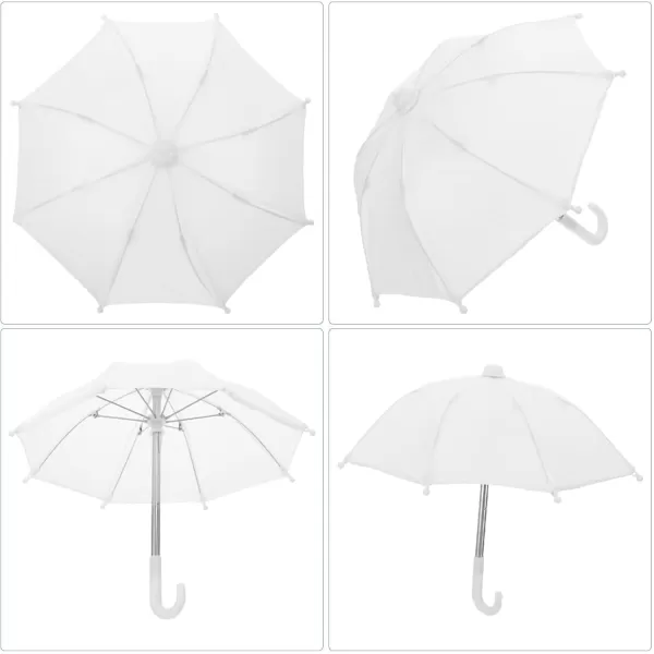 imageToyvian 18Inch Doll Umbrella Adjustable Rainy Umbrella Mini White Umbrella 2PCS Plant Umbrellas Decor Dollhouse Pretend Play Toys