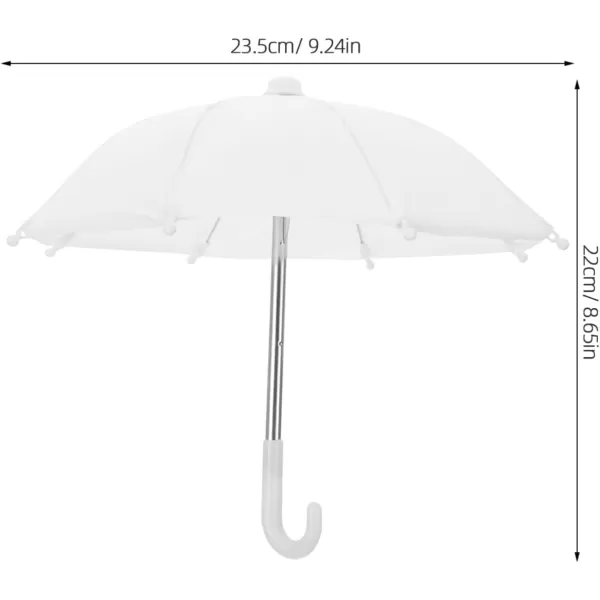 imageToyvian 18Inch Doll Umbrella Adjustable Rainy Umbrella Mini White Umbrella 2PCS Plant Umbrellas Decor Dollhouse Pretend Play Toys