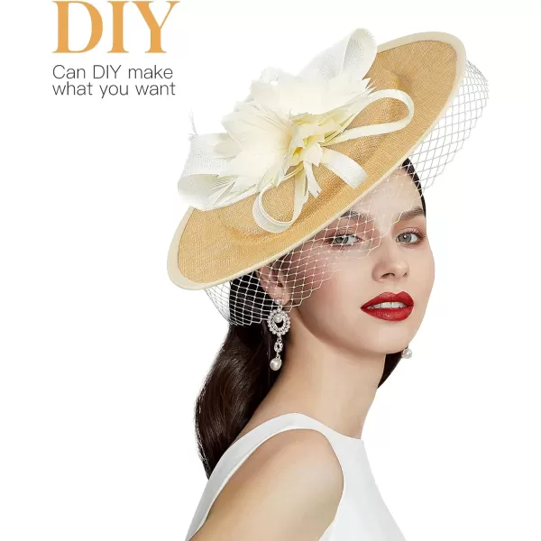 imageToyvian 2 Pack Fascinator Hat Base Church Wedding hat Base Women Sinamay Base Sinamay hat Base Women Sinamay HatBeige