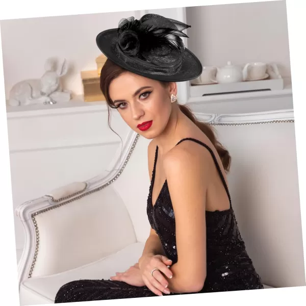 imageToyvian 2 Pack Fascinator Hat Base Church Wedding hat Base Women Sinamay Base Sinamay hat Base Women Sinamay HatBlack