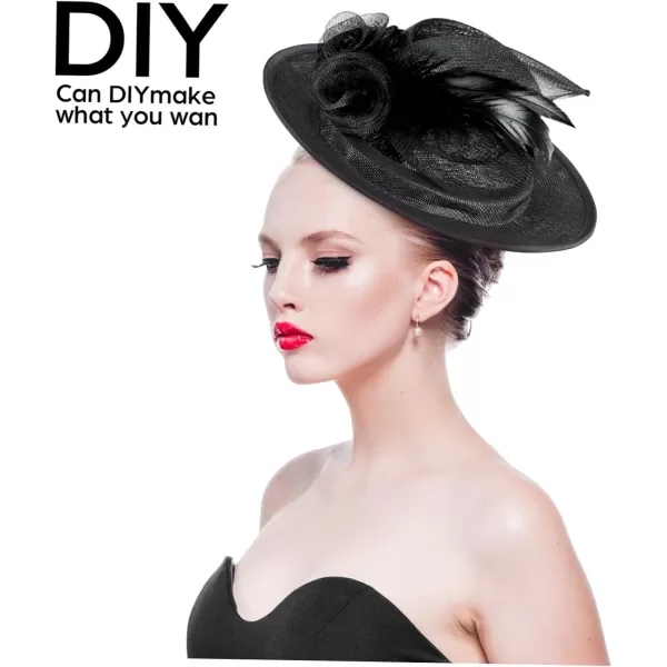 imageToyvian 2 Pack Fascinator Hat Base Church Wedding hat Base Women Sinamay Base Sinamay hat Base Women Sinamay HatBlack