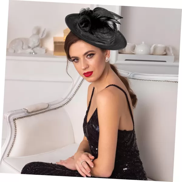 imageToyvian 2 Pack Fascinator Hat Base Church Wedding hat Base Women Sinamay Base Sinamay hat Base Women Sinamay HatBlackx2pcs