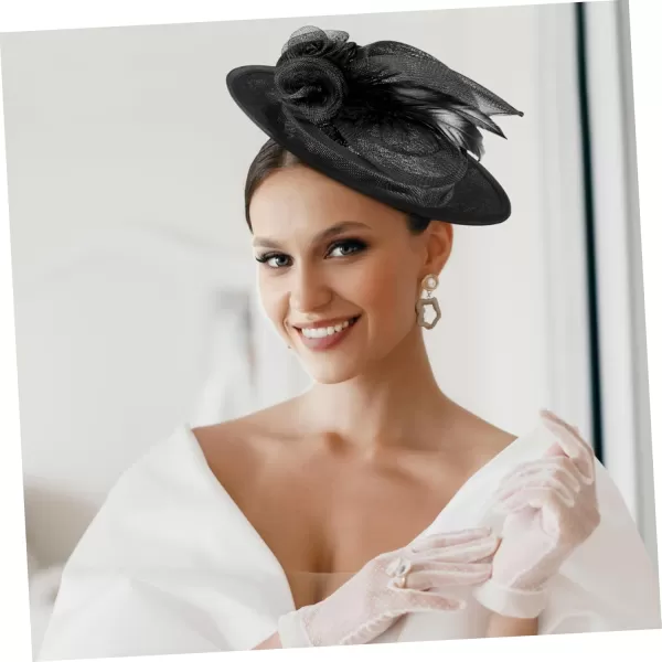 imageToyvian 2 Pack Fascinator Hat Base Church Wedding hat Base Women Sinamay Base Sinamay hat Base Women Sinamay HatBlackx2pcs