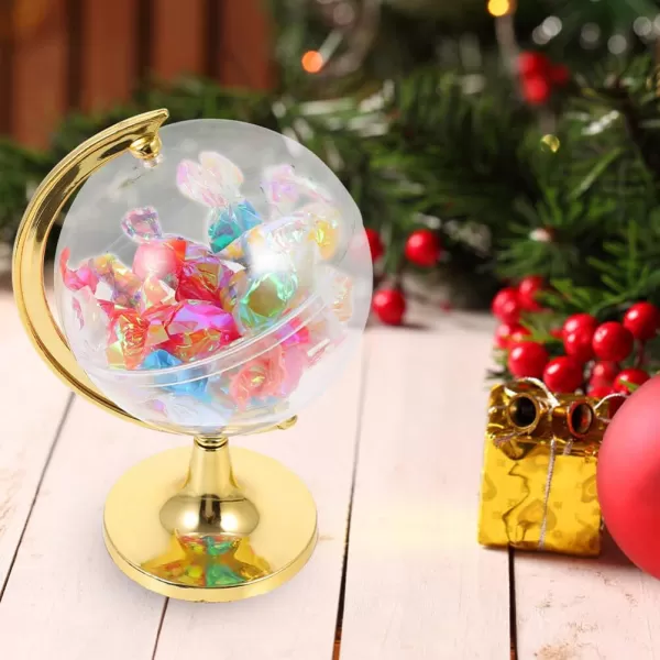 imageToyvian 20PCS Globe Shape Candy Boxes Fillable Mini Globe Candy Jars Clear Globe Balls Kids Party Favor Containers Globe Shape Cases for Birthday Wedding SilverGolden