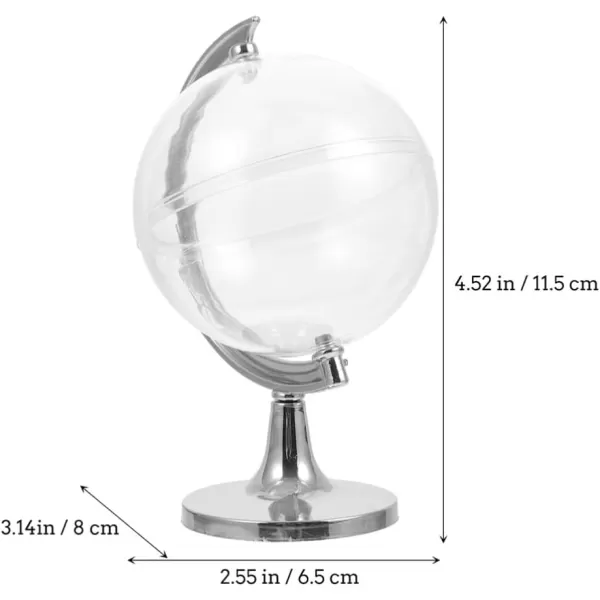 imageToyvian 20PCS Globe Shape Candy Boxes Fillable Mini Globe Candy Jars Clear Globe Balls Kids Party Favor Containers Globe Shape Cases for Birthday Wedding SilverSilver