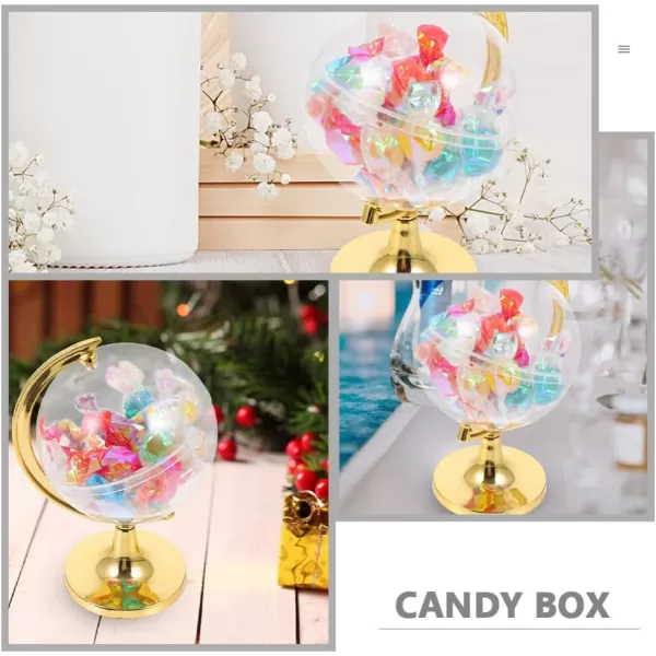 imageToyvian 20PCS Globe Shape Candy Boxes Fillable Mini Globe Candy Jars Clear Globe Balls Kids Party Favor Containers Globe Shape Cases for Birthday Wedding SilverGolden