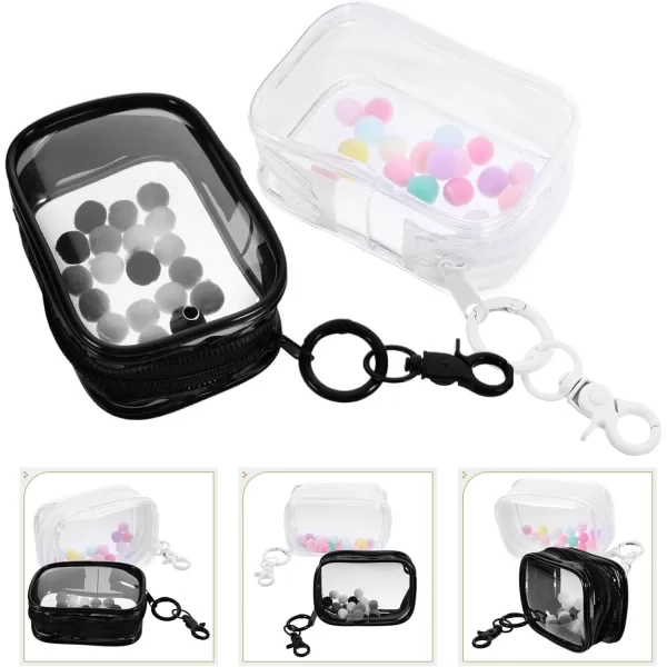 imageToyvian 2pcs Small Doll Storage Bags Action Figures Display Clear Bag with Keychain Zipper Organizer Hanging Collectibles Box for Mini Dolls Figures 373x244inches